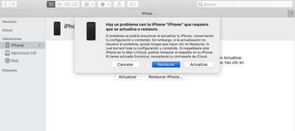 Seguir los pasos en pantalla para restablecer el iPhone (captura de pantalla de Apple).