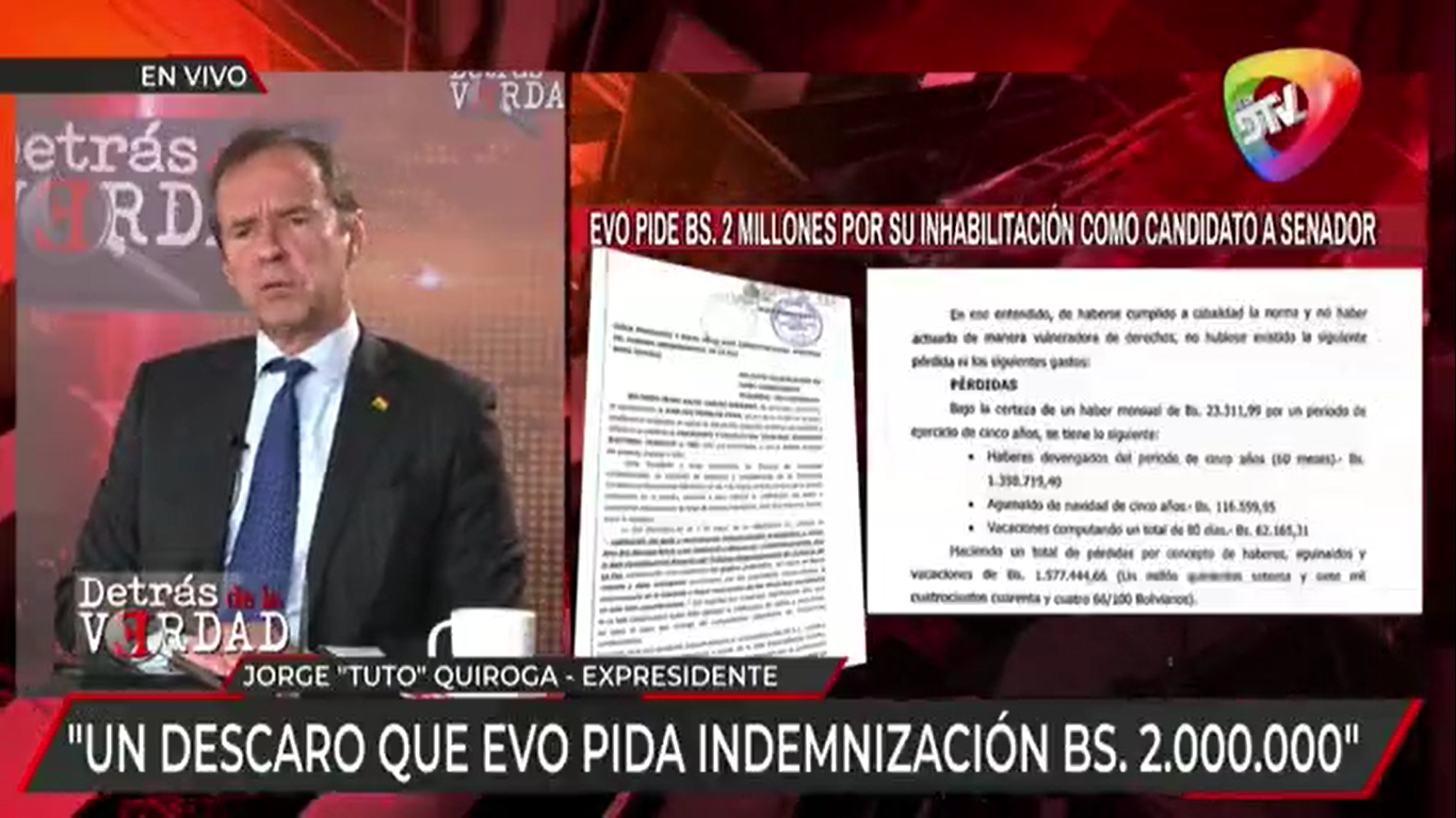 Tuto Quiroga Afirma Que Evo Morales Es Repudiado Hasta En Su Propio