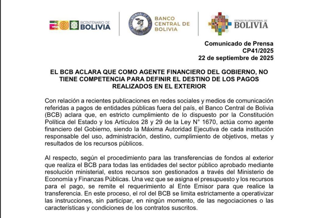 Comunicado del BCB sobre Botrading. / Fuente: BCB