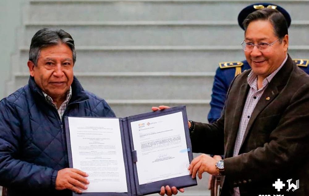 El vicepresidente David Choquehuanca y el presidente Luis Arce. / Foto: Comunicación del Estado.