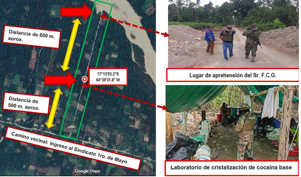 La zona en la cual se halló el laboratorio de droga. / Foto: Ministerio de Gobierno.