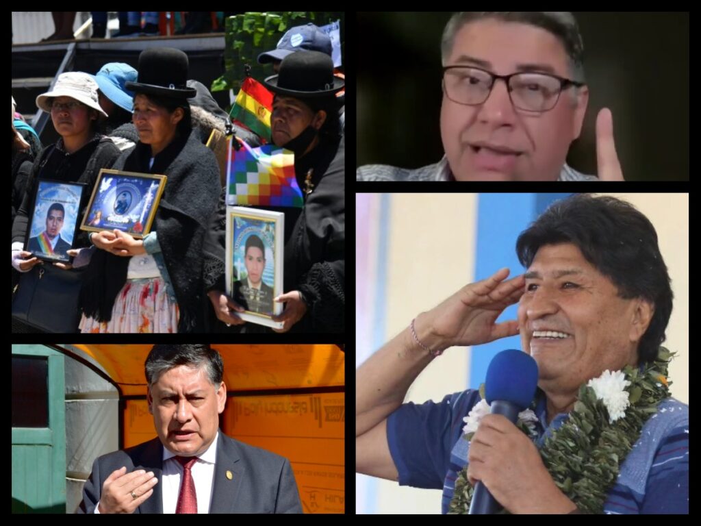 Las víctimas de la crisis de 2019, Lanchipa, Evo y Justiniano. / Foto: eju.tv