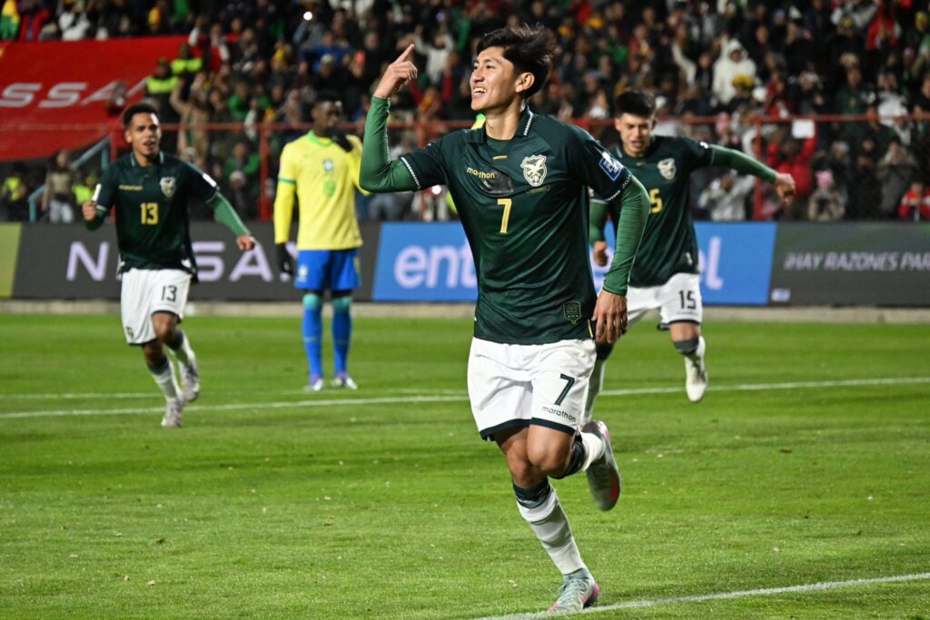 Miguel Terceros celebra el gol de la victoria. / Foto: AFP-Conmebol