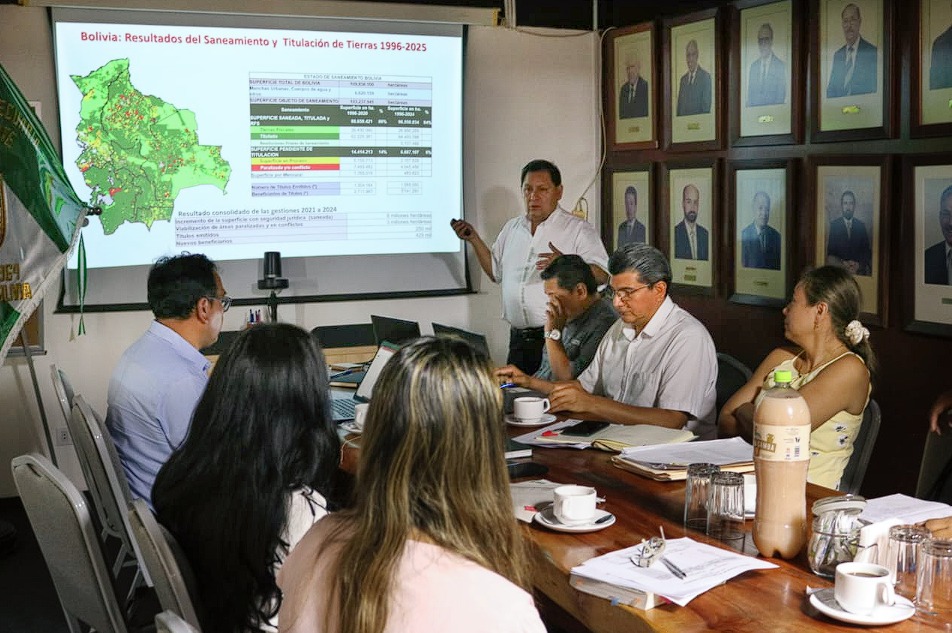 Informe del INRA sobre el saneamiento de tierras en Bolivia. / Foto: INRA.