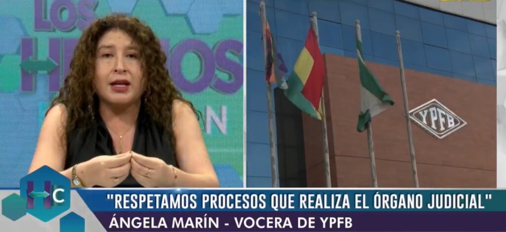 La vocera de YPFB, Ángela Marín. / Foto: BTV.