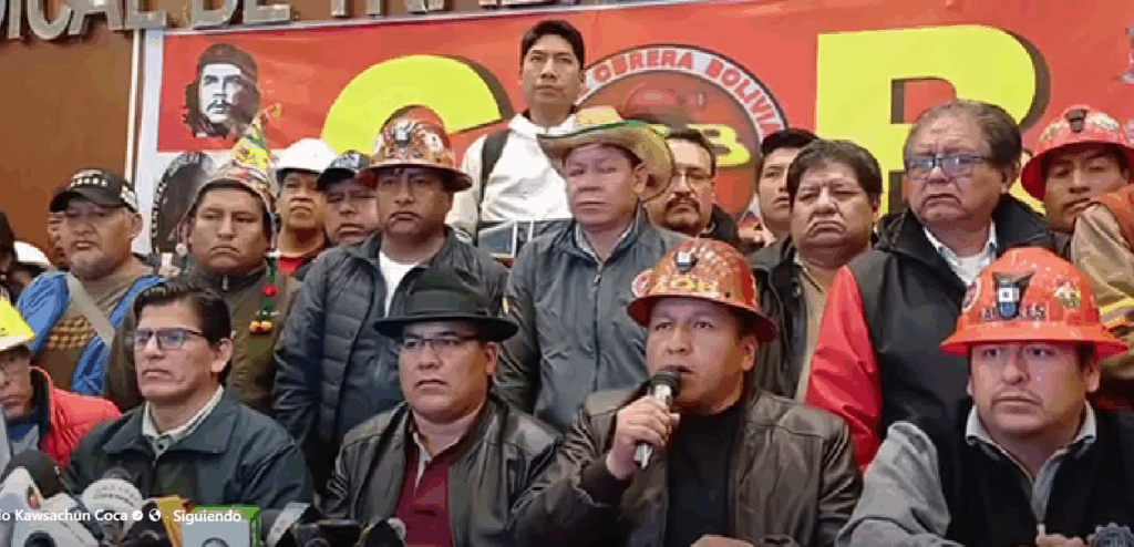 La dirigencia de la COB. Foto Captura de video.