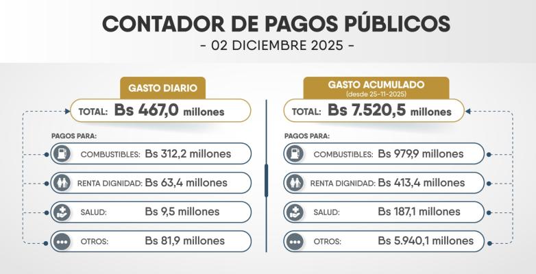 Contador de Pagos Públicos del Gobierno del 2 de diciembre. / Foto: Ministerio de Economía. 