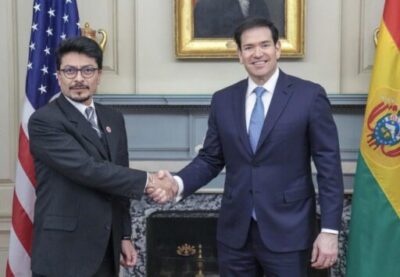 El canciller Fernando Aramayo y el Secretario de Estado de EEUU, Marco Rubio. / Foto: Cancillería.
