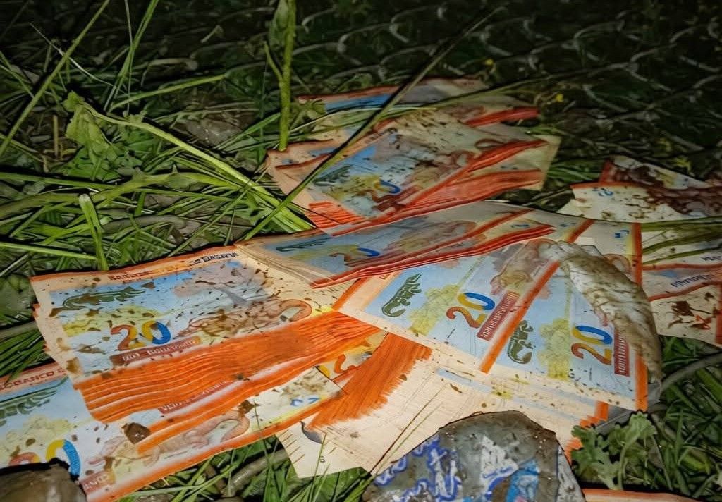 Una parte de los billetes que transportaba el avión siniestrado en El Alto. / Foto: RRSS.