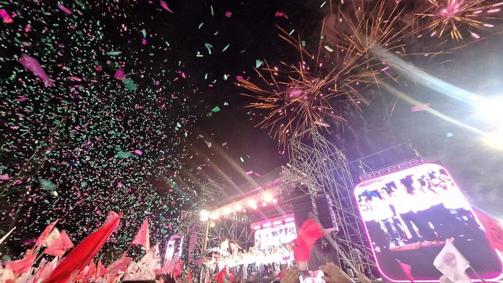 El cierre de campaña de un candidato en Santa Cruz. Foto UNITEL.