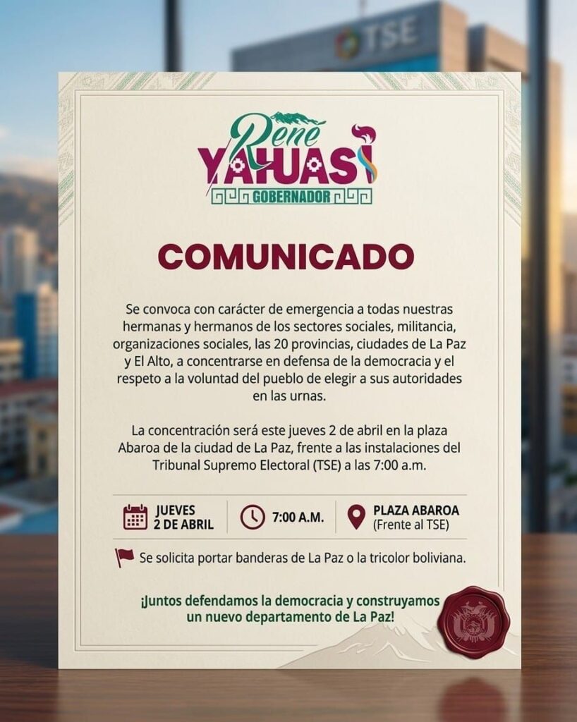 Convocatoria de René Yahuasi