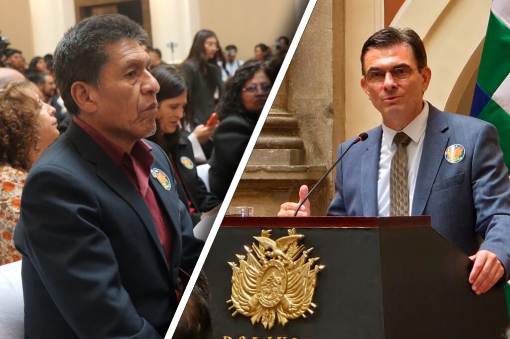 El ministro de Trabajo, Edgar Morales, y el presidente Rodrigo Paz. / Foto: MTEPS.