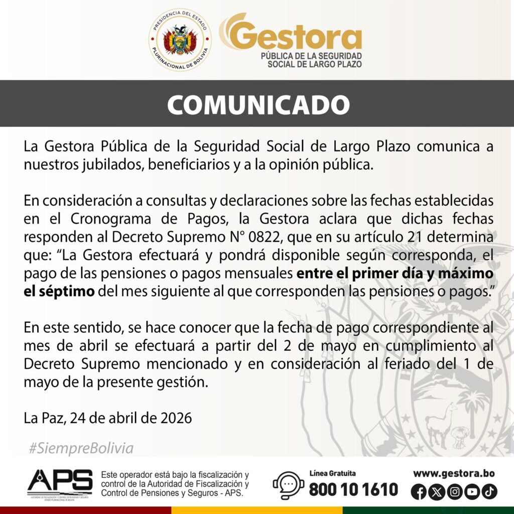 El comunicado de la Gestora.