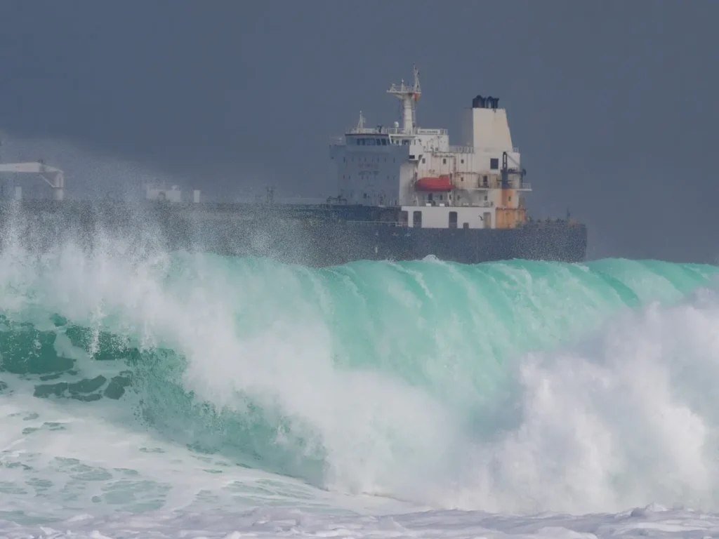 Imagen referencial de un buque con combustible en la costa de Arica. / Foto YPFB.