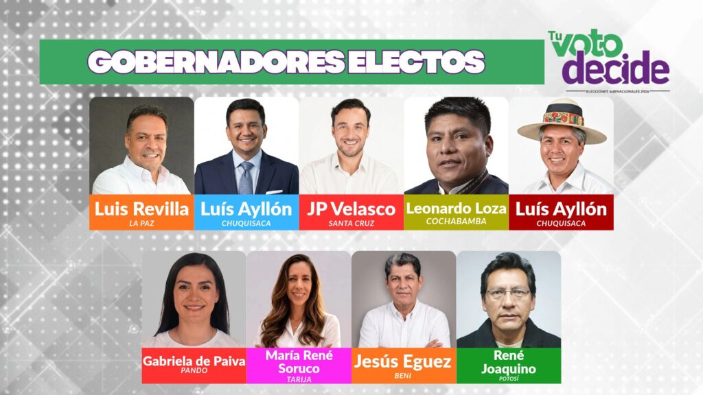 Los gobernadores electos de Bolivia. / Foto: Tu Voto Decide