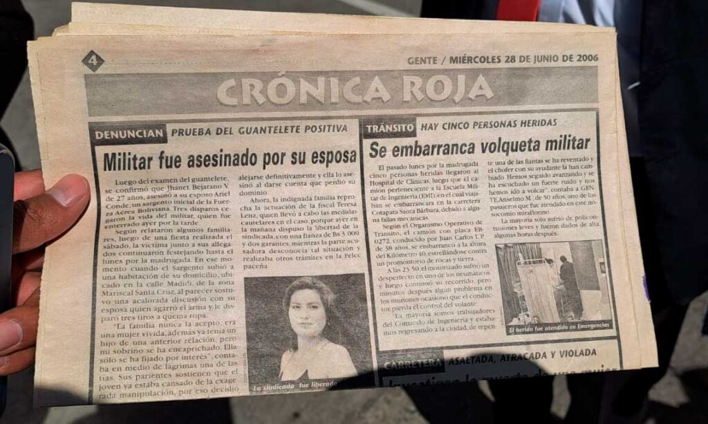 Un recorte de periódico del caso de hace 20 años. / Foto: ERBOL