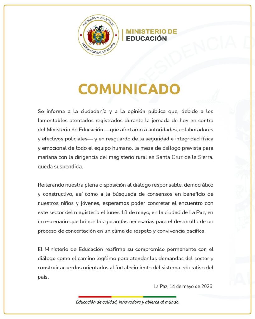 Comunicado del Ministerio de Educación