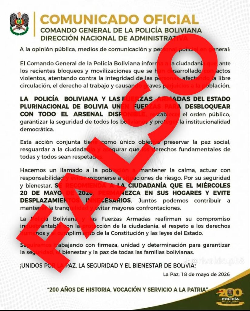 Comunicado falso atribuido a la Policía