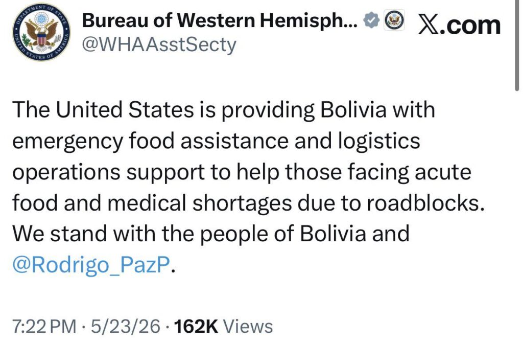 El mensaje de la oficina de EEUU.
