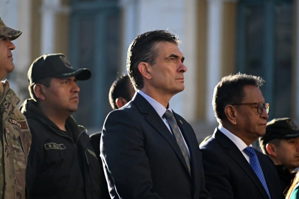 El presidente Rodrigo Paz en un acto en la plaza Murillo de La Paz. / Foto: DirCom