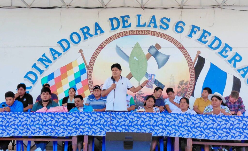 Evo Morales en el ampliado del sábado. / Foto: RKC