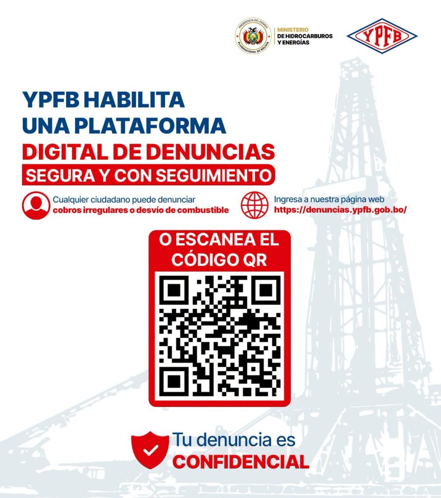 El QR para denuncias de corrupción en YPFB. / Foto: YPFB.
