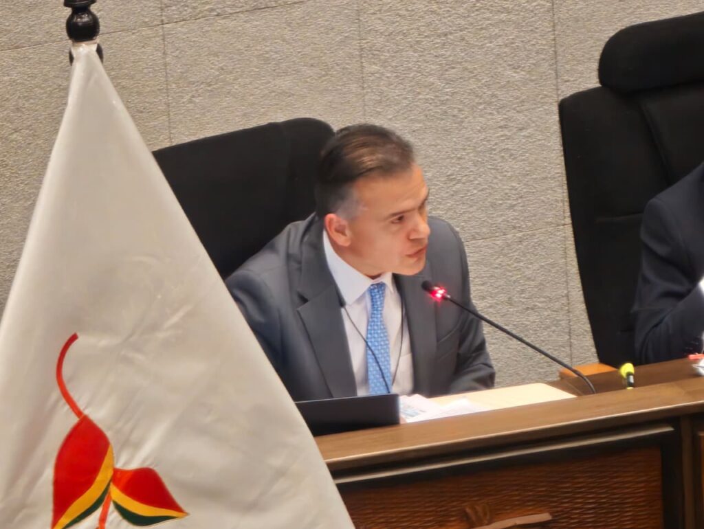 El ministro de Defensa, Ernesto Justiniano, durante su exposición ante los legisladores. / Foto: Min. Defensa