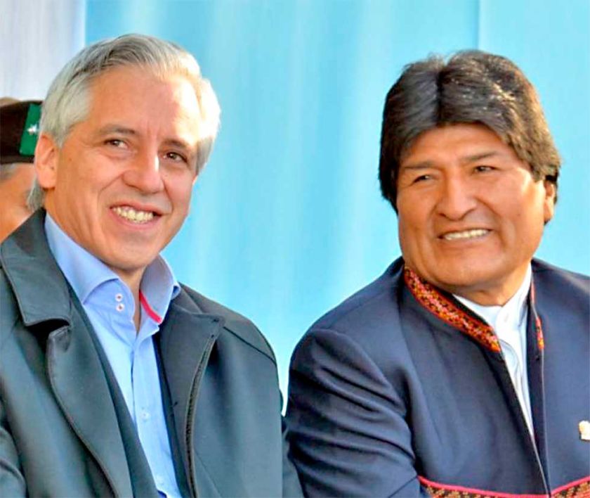 El exvicepresidente Álvaro García Linera y el expresidente Evo Morales. / Foto: El Potosí
