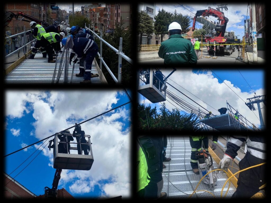 Los trabajos en la Línea Azul del teleférico de La Paz. / Foto: eju.tv