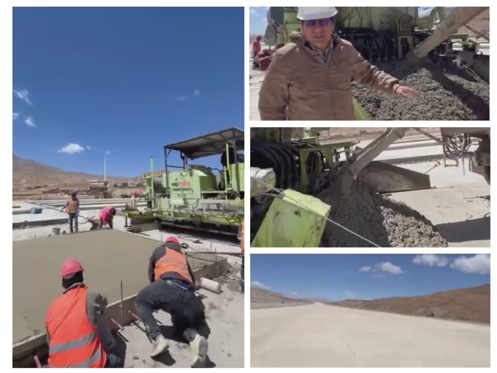 Pavimentación de la pista del aeropuerto de Potosí. / Foto: eju.tv