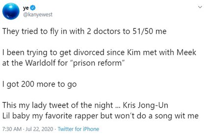 Los mensajes en Twitter de Kanye West que debió borrar. Atacaba a su esposa Kim Kardashian y a su suegra, Kriss Jenner (Twitter)