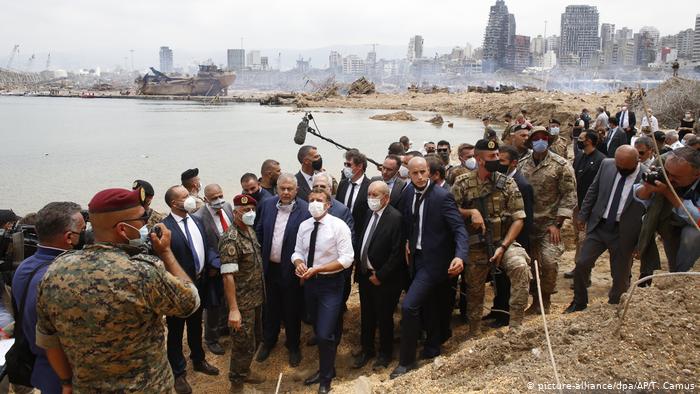 Emmanuel Macron en Beirut.