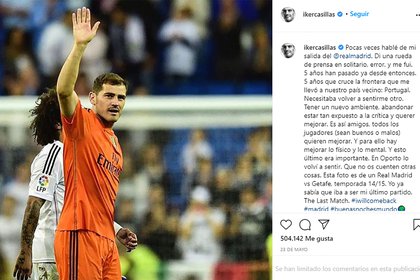 El posteo de Casillas en Instagram en mayo
