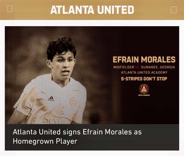 La página web del Atlanta United anunció este jueves el fichaje de Efraín Morales. Foto: internet