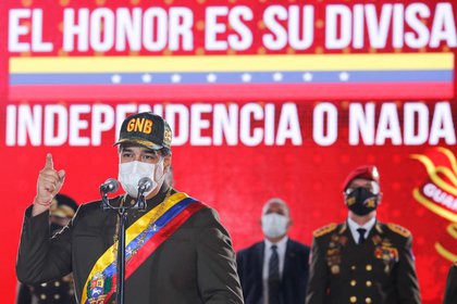 Nicolás Maduro, durante la ceremonia de aniversario de la Guardia Nacional Bolivariana en Caracas, Venezuela. 4 agosto 2020