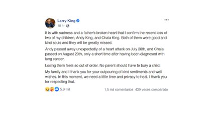 El comunicado de Larry King