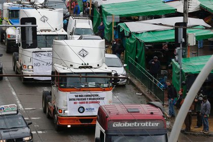 Camioneros asistiendo a una protesta, en Chile. 