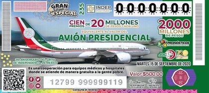 Avion presidencial (Foto:Lotería Nacional)