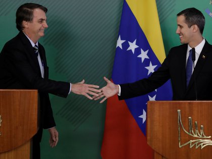 Juan Guaido y Jair Bolsonaro. REUTERS/Ueslei Marcelino