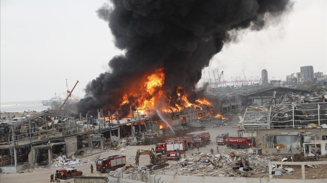 Incendio en el puerto de Beirut el jueves 10 de septiembre.