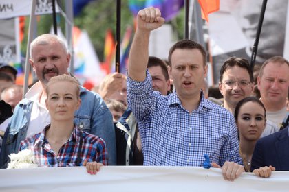 El opositor ruso Alexei Navalni durante una manifestación en Moscú, antes de ser envenenado 