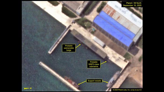Imagen satelital: Los trabajos de construcción en el astillero de Sinpo. 