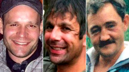 Lukasz Slaboszewski (31), Kevin Lee (48) y John Chapman (56), sus tres víctimas. También apuñaló a otros dos hombres que salvaron su vida (Cambridgeshire Police)