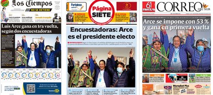 La prensa boliviana dio por hecho un triunfo de Luis Arce