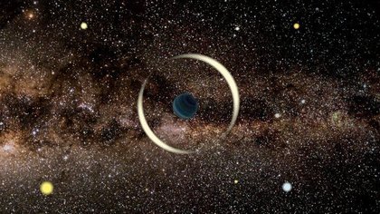 El planeta rebelde más pequeño jamás detectado fue descubierto gracias a un efecto astronómico conocido como microlente grabitacional. Crédito: Jan Skowron / Astronomical Observatory, University of Warsaw