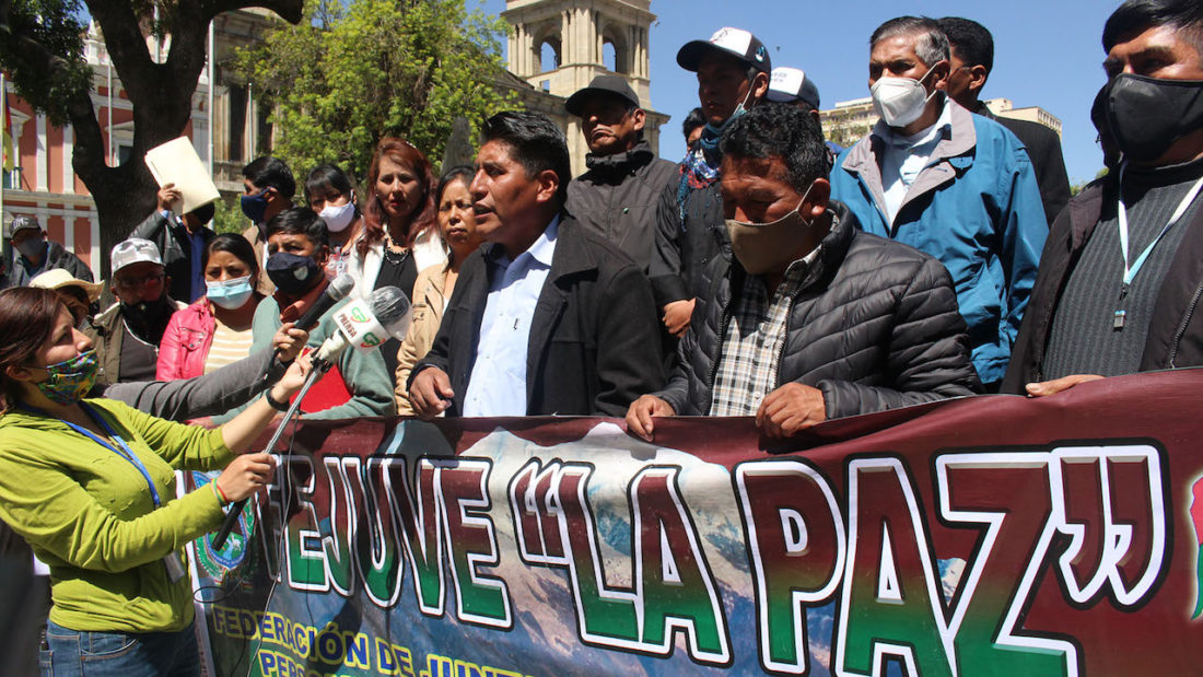Una manifestación de la Fejuve en La Paz. Peter Luna.