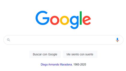 Captura de pantalla de la herramienta de Google para que todos sus usuarios se informen sobre la muerte de Maradona