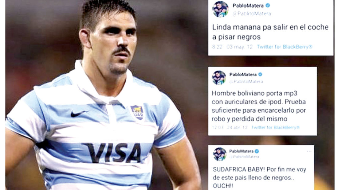 El capitán de la selección argentina de rugby, Pablo Matera, y los mensajes que se le atribuyen. CAPTURA