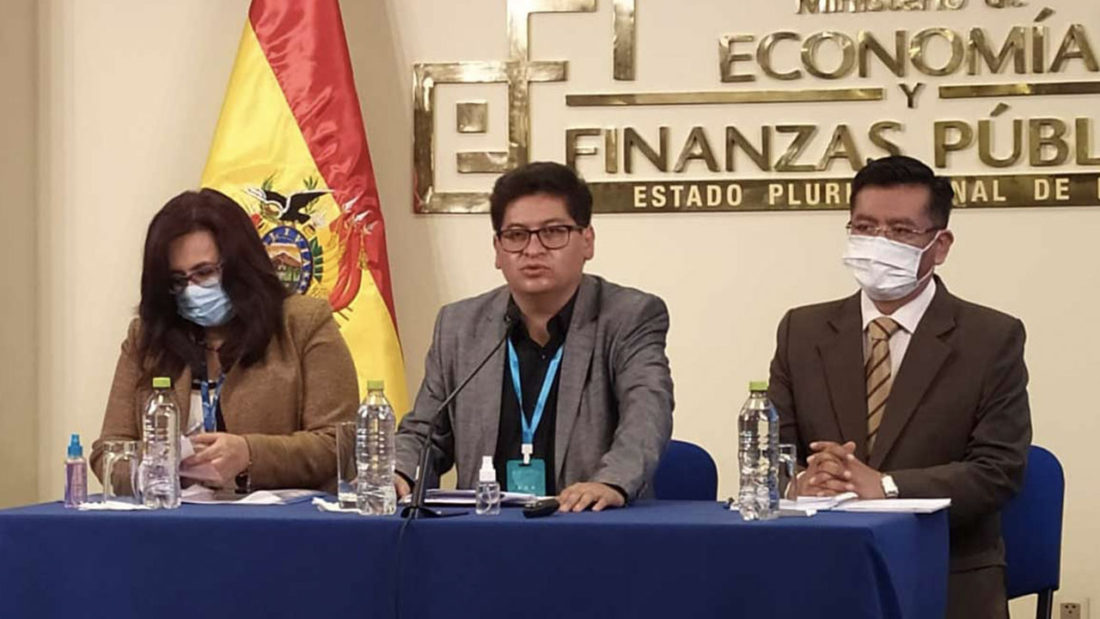 El ministro de Economía, Marcelo Montenegro en una conferencia de prensa anterior. Erbol