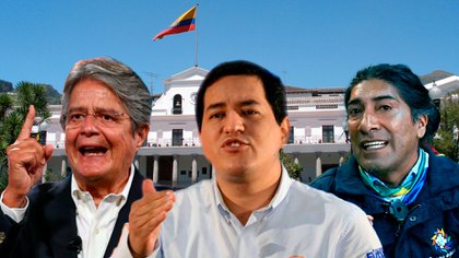 Guillermo Lasso, Andrés Arauz y Yaku Pérez son los tres pincipales candidatos en las elecciones de este domingo en Ecuador.